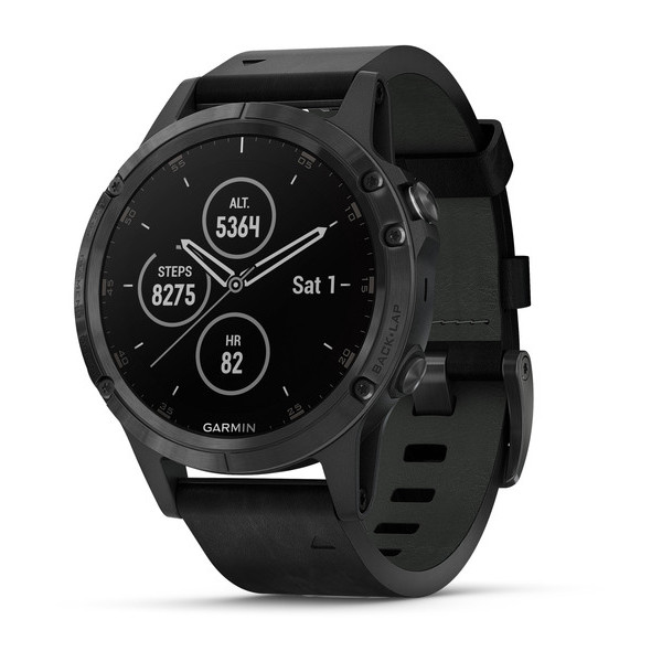 Garmin Fenix 5 Plus Sapphire черный с черным кожаным ремешком