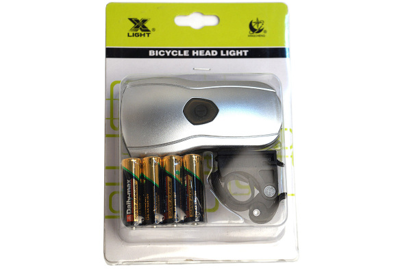 Фонарь передний XC-992,1сверхмощный диод(3вт),4 режима,4бат.АА в компл.черно\серебристый